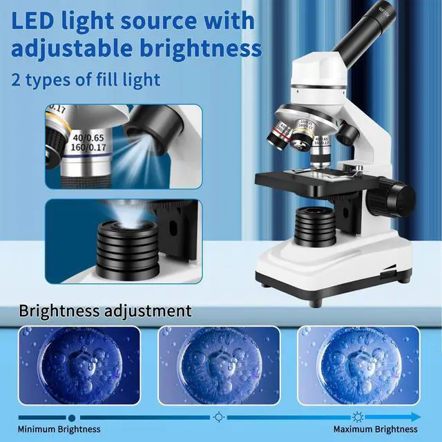 Alt view image 5 of 7 - Microscope for Adults & Kids,40x-2000x Compound Microscope with Dual LED Illumination,Great for School Labs & Home Schooling