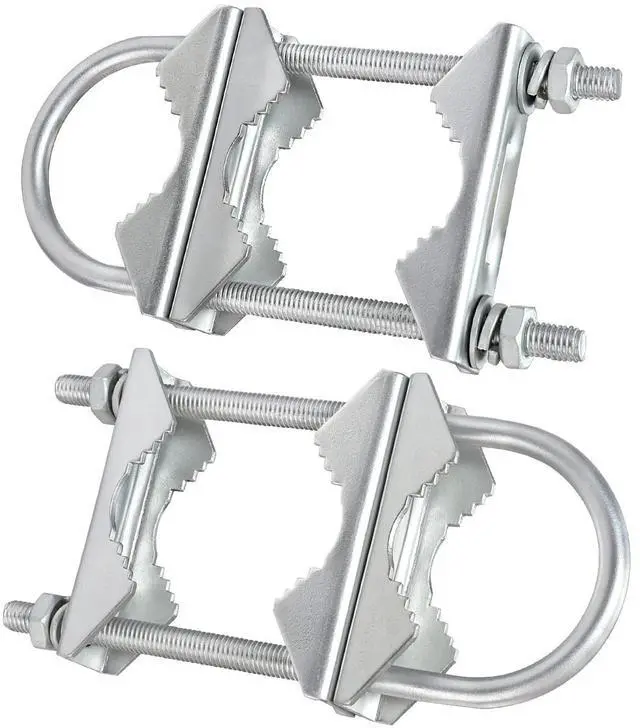 Main image of Double Antenna Mast Clamp V Jaw Block with U Bolts, Heavy Duty Mast to Mast Mount Bracket Kit for Outdoor Antenna 2 Sets