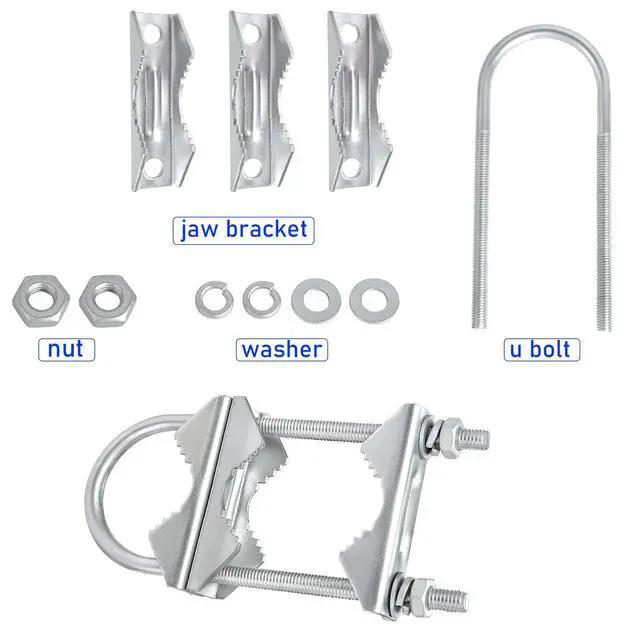 Alt view image 3 of 5 - Double Antenna Mast Clamp V Jaw Block with U Bolts, Heavy Duty Mast to Mast Mount Bracket Kit for Outdoor Antenna 2 Sets