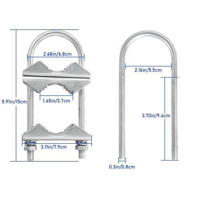 Alt view image 2 of 5 - Double Antenna Mast Clamp V Jaw Block with U Bolts, Heavy Duty Mast to Mast Mount Bracket Kit for Outdoor Antenna 2 Sets