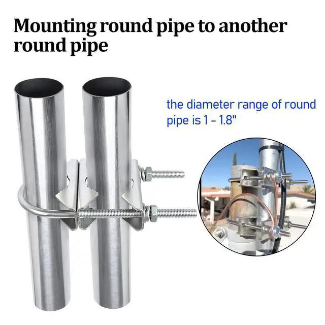 Alt view image 5 of 5 - Double Antenna Mast Clamp V Jaw Block with U Bolts, Heavy Duty Mast to Mast Mount Bracket Kit for Outdoor Antenna 2 Sets
