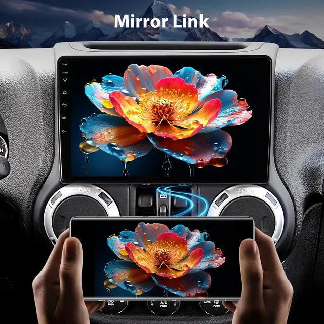 Alt view image 4 of 7 - 64G Car Radio for Jeep Wrangler JK 2007-2018/Dodge Ram 2009-2012, 10.2" Touch Screen Plug and Play Android 13 Car Stereo Wireless Carplay/Android Auto/1080P Backup Camera/AM & FM/Canbus