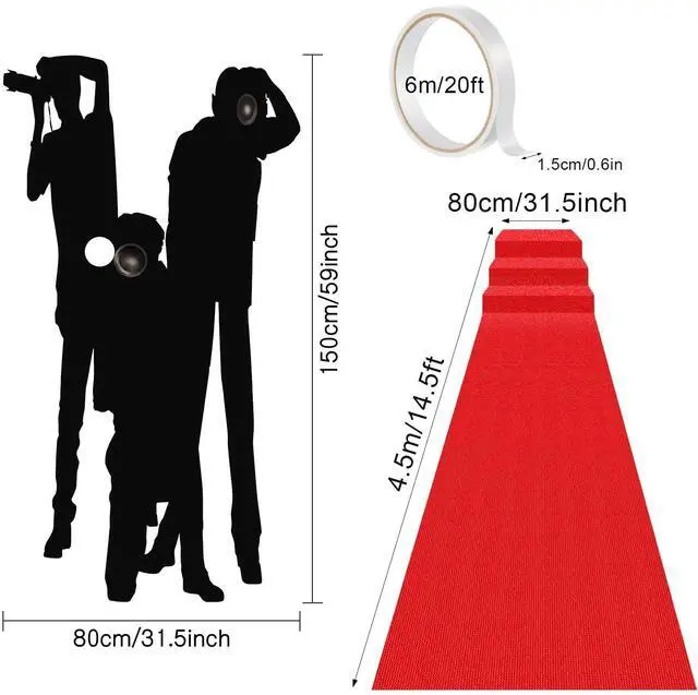Alt view image 3 of 7 - 6.5 x 5 ft VIP Photography Backdrop Red Carpet Backdrop Film Movie Banner Paparazzi Props Party Accessory and Runner Red Carpet Runner 2.6 x 15 ft with Tape for Theme Party Decorations