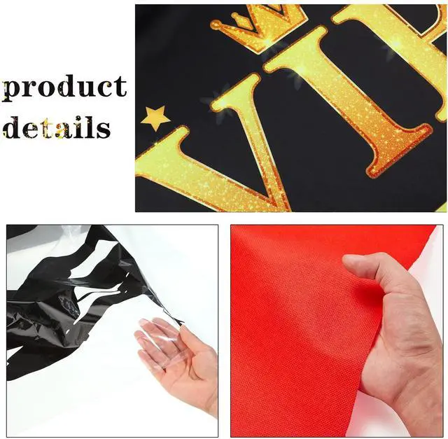 Alt view image 4 of 7 - 6.5 x 5 ft VIP Photography Backdrop Red Carpet Backdrop Film Movie Banner Paparazzi Props Party Accessory and Runner Red Carpet Runner 2.6 x 15 ft with Tape for Theme Party Decorations