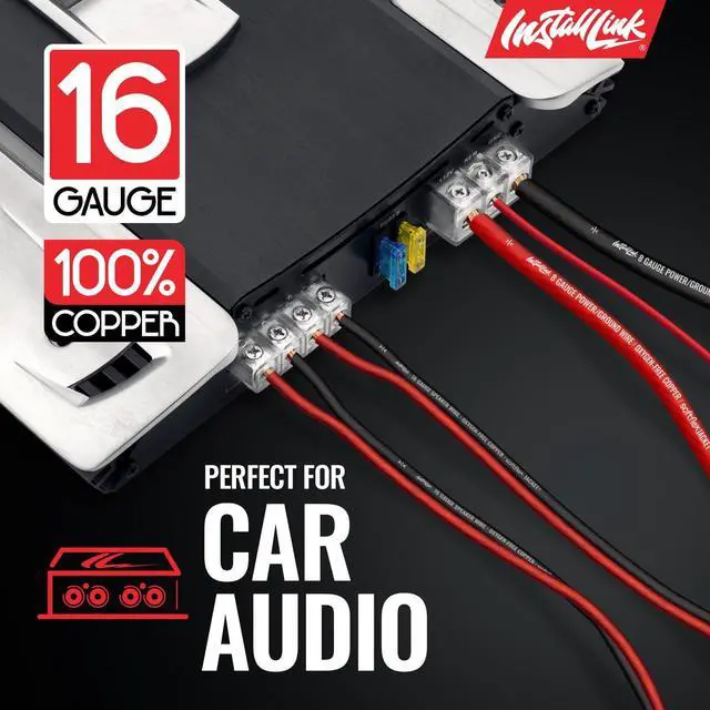 Alt view image 5 of 7 - 16 AWG Gauge Speaker Wire (30 Feet) Car or Home Theater (OFC) | Pure OFC Copper, 16/2 Speaker Cable, 2-Conductor, Frosted Red/Black, Easy Strip, Polarity ID, for Car Audio & Home Stereo