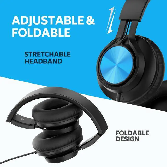 Alt view image 6 of 7 - Kids Headphones Bulk 6-Pack for K-12 School Online Learning Travel | Class Headphones Wired with Microphone, Foldable, Tangle free 3.5mm Jack for Library/Chromebook/Laptop-Multicolor