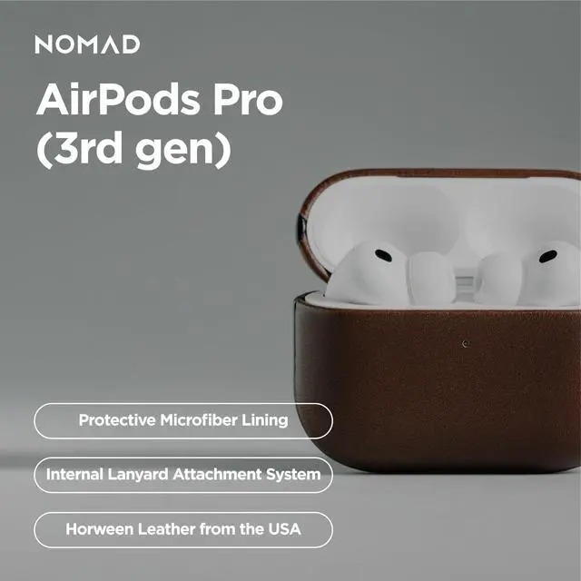 Alt view image 2 of 7 - Airpods Pro 3 Case in Rustic Brown Horween Leather, AirPods Pro 3rd gen Case Cover, Compatible with AirPods Pro Case 3rd, Case Cover, Qi and MagSafe Charging