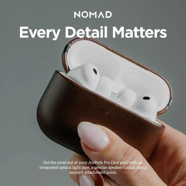 Alt view image 4 of 7 - Airpods Pro 3 Case in Rustic Brown Horween Leather, AirPods Pro 3rd gen Case Cover, Compatible with AirPods Pro Case 3rd, Case Cover, Qi and MagSafe Charging