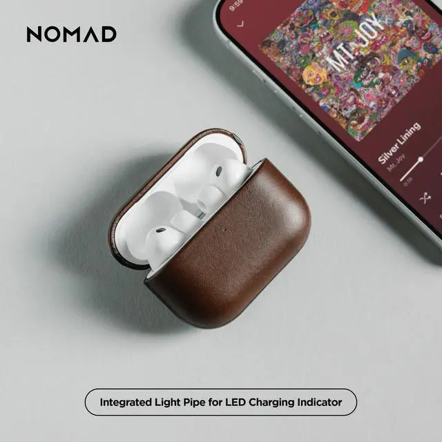 Alt view image 5 of 7 - Airpods Pro 3 Case in Rustic Brown Horween Leather, AirPods Pro 3rd gen Case Cover, Compatible with AirPods Pro Case 3rd, Case Cover, Qi and MagSafe Charging