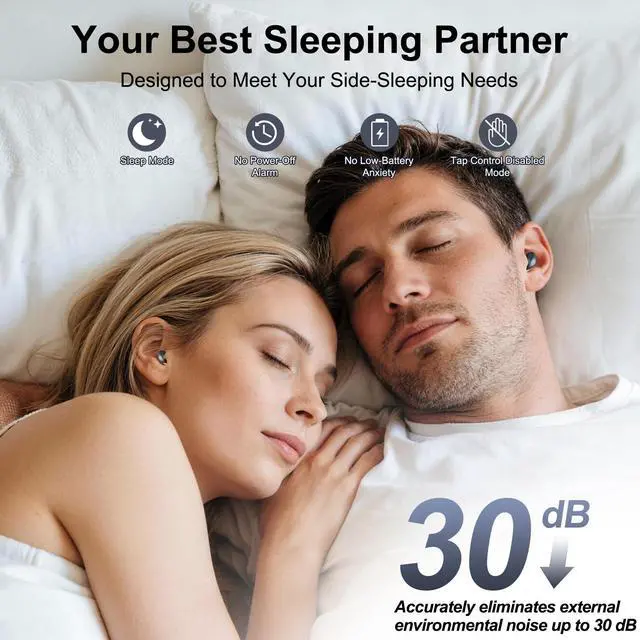 Alt view image 2 of 7 - Sleep Earbuds Bluetooth 6.0 in Ear, 2026 New Mini Sleep Headphones with Sleep Monitor and APP, Sleepbuds for Side Sleepers, 48H Playtime Sleep Earphones with Personal Alarm/Small Earplugs, Black