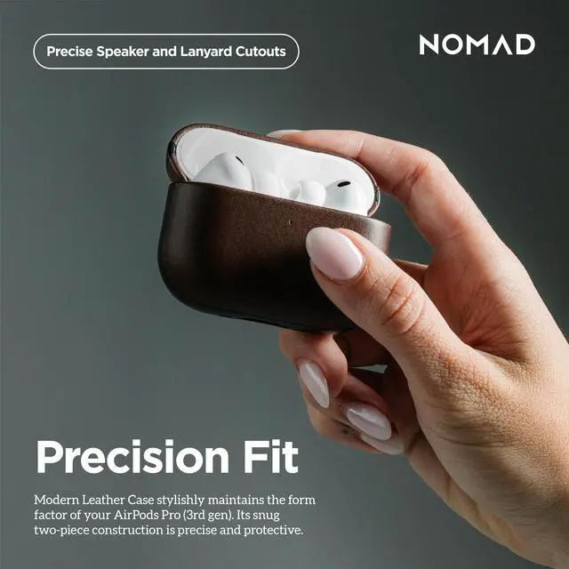 Alt view image 6 of 7 - Airpods Pro 3 Case in Rustic Brown Horween Leather, AirPods Pro 3rd gen Case Cover, Compatible with AirPods Pro Case 3rd, Case Cover, Qi and MagSafe Charging