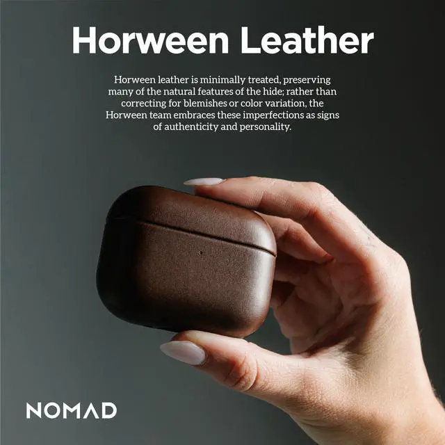 Alt view image 7 of 7 - Airpods Pro 3 Case in Rustic Brown Horween Leather, AirPods Pro 3rd gen Case Cover, Compatible with AirPods Pro Case 3rd, Case Cover, Qi and MagSafe Charging