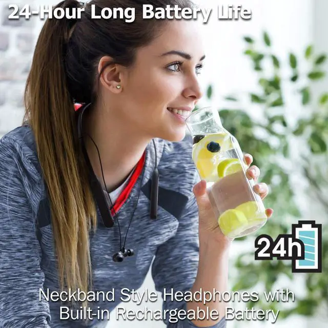 Alt view image 3 of 7 - Air Cushion Wireless Earbuds Headphones, Bluetooth 5.0, Water Resistant IPX4, Long Life Battery (up to 24 Hours), 3-Button Remote with mic - HAFX41WB, Black, Medium