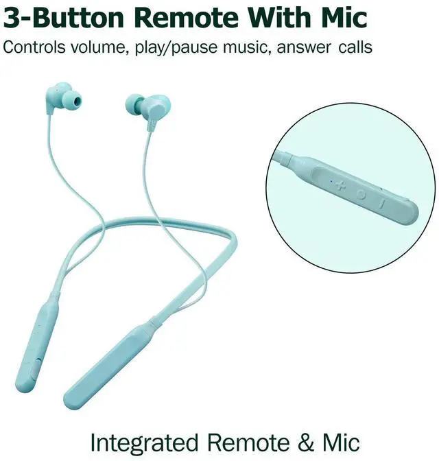 Alt view image 4 of 7 - Air Cushion Wireless Earbuds Headphones, Bluetooth 5.0, Water Resistant IPX4, Long Life Battery (up to 24 Hours), 3-Button Remote with mic - HAFX41WB, Black, Medium