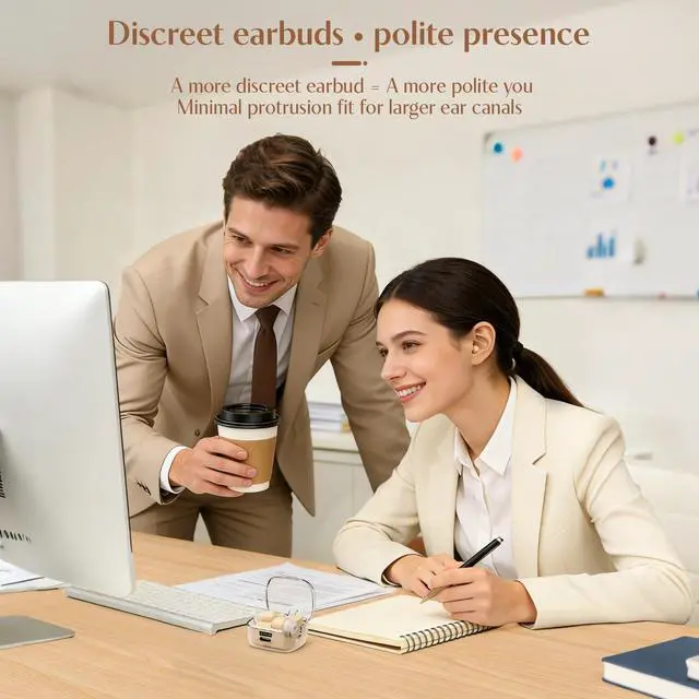 Alt view image 4 of 7 - Mini Small Invisible Earbuds Wireless Bluetooth Tiny Hidden Earbuds | Low Profile Skin Tone Micro Earbuds Mini Hidden Headphones For Work Mini Small Ear Buds Invisible Headphones