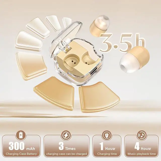 Alt view image 7 of 7 - Mini Small Invisible Earbuds Wireless Bluetooth Tiny Hidden Earbuds | Low Profile Skin Tone Micro Earbuds Mini Hidden Headphones For Work Mini Small Ear Buds Invisible Headphones