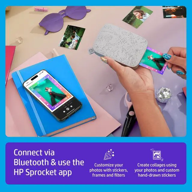 Alt view image 3 of 7 - Sprocket Portable 2x3 Instant Photo Printer (Luna Pearl) Zink Paper Bundle