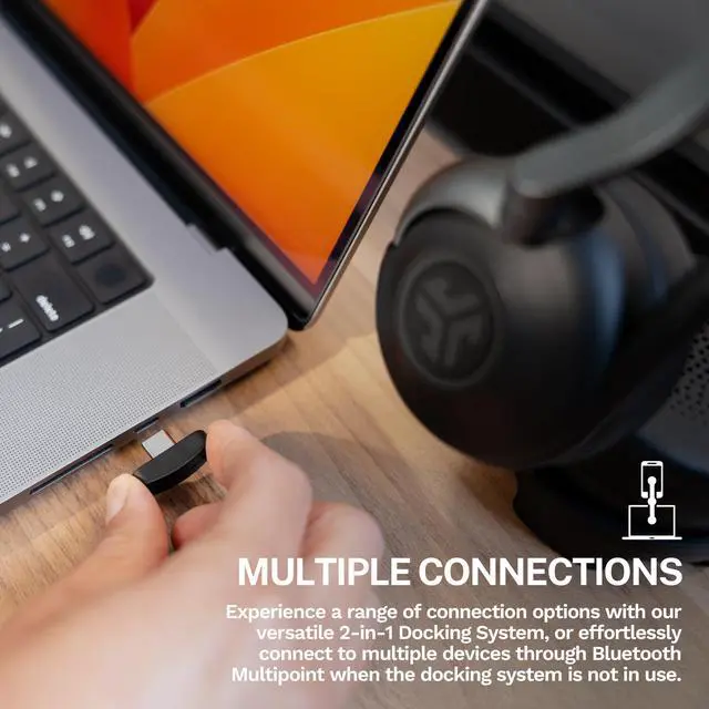 Alt view image 2 of 7 - Epic Work ANC Wireless on-Ear Headset with Microphone, smart Noise Cancellation, multipoint Connect, Charging hub, Black