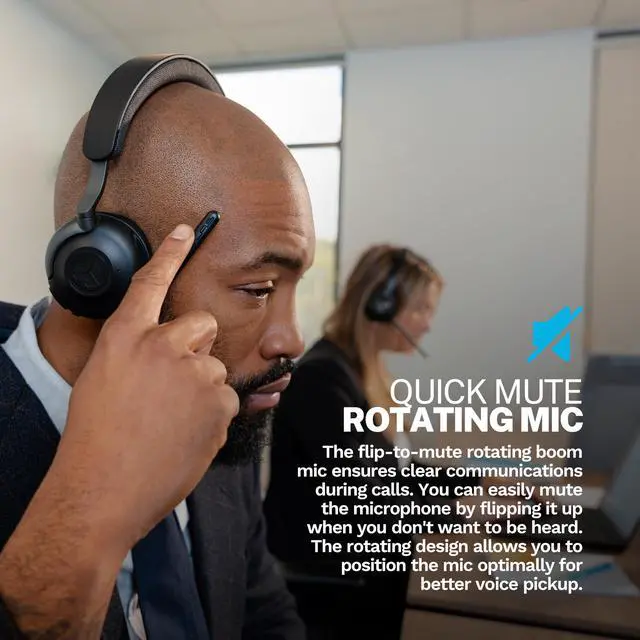 Alt view image 3 of 7 - Epic Work ANC Wireless on-Ear Headset with Microphone, smart Noise Cancellation, multipoint Connect, Charging hub, Black