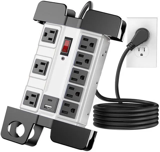 Main image of Heavy Duty Power Strip with USB 6FT, 2000 Joules, 15A/1875W | 8 Outlets, Metal Surge Protector Power Strip, Wide Spaced, Wall Mount, Extension Cord with Flat Plug for Workshop Garage Shop