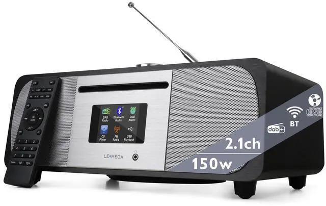 Main image of M6P CD Player, FM, Bluetooth, Powerful HiFi, Subwoofer, Black | 2.8in colour display, 40 presets, remote control, wooden cabinet, headphone jack, internal subwoofer, EQ modes, remote