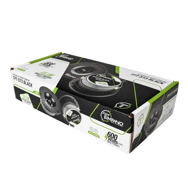 Alt view image 7 of 7 - TPT-ST3 Black Slim Super Tweeter, 600 Watts 4 Ohm, 105 dB, 1 in Voice Coil, 3.75 Inch Pro Car Sound System Bullet Tweeters (Pair)