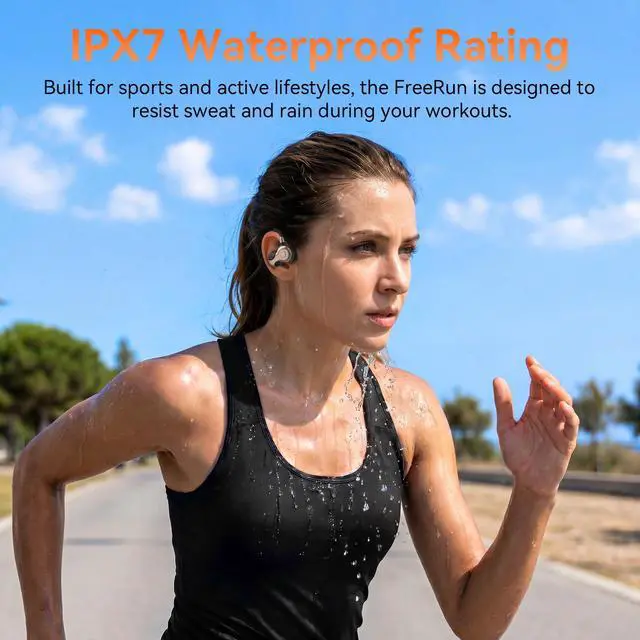 Alt view image 3 of 7 - Open Ear Headphones, Bluetooth 6.0 Air Conduction Sports Earbuds, 19g | Lightweight Wireless Earphones for Running, Cycling & Workouts, IPX7 Waterproof Headset, Built-In Dual-Mic, FreeRun F5, Black