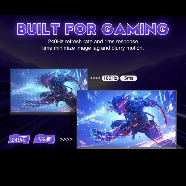 Alt view image 2 of 7 - Gaming Monitor 24 inch 240Hz, VA 1ms, FHD 1080p Computer Monitor | HDR 10 100% sRGB, Bluelight Filter, 2 HDMI & 1 DP Port, Support Adaptive Sync and Wall Mounted