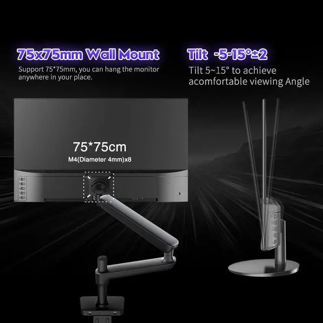 Alt view image 6 of 7 - Gaming Monitor 24 inch 240Hz, VA 1ms, FHD 1080p Computer Monitor | HDR 10 100% sRGB, Bluelight Filter, 2 HDMI & 1 DP Port, Support Adaptive Sync and Wall Mounted