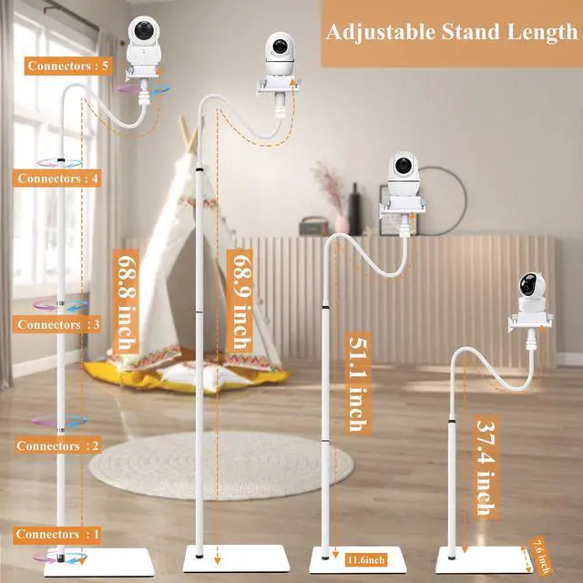 Alt view image 5 of 7 - Baby Monitor Camera Floor Stand Holder Mount Compatible with VTech/HelloBaby/Nanit Pro/Momcozy/iFamily/OKAIDI/Blemil/Motorola/Leapfrog/nooie IPC100/Infant Optics/ANMEATE/Flexible Holder Stand