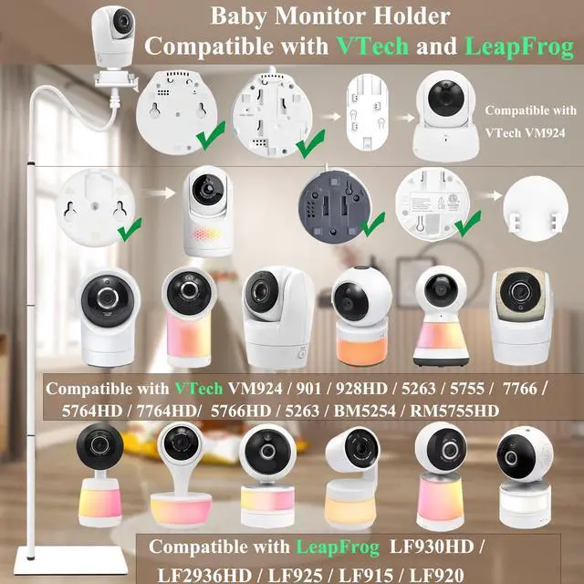 Alt view image 3 of 7 - Baby Monitor Camera Floor Stand Holder Mount Compatible with VTech/HelloBaby/Nanit Pro/Momcozy/iFamily/OKAIDI/Blemil/Motorola/Leapfrog/nooie IPC100/Infant Optics/ANMEATE/Flexible Holder Stand