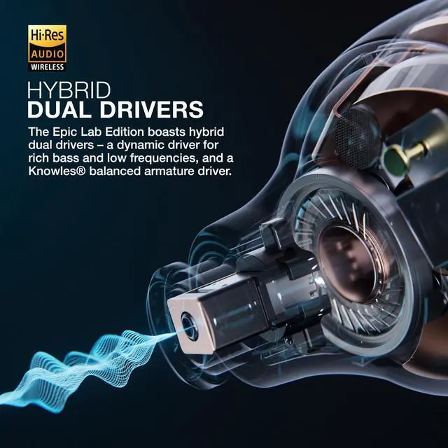 Alt view image 2 of 7 - Epic Lab Edition, True Wireless Earbuds, Hybrid Dual Drivers, Spatial Audio, Black