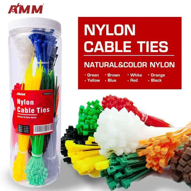 Alt view image 3 of 7 - Cable Zip Ties1000 Pack colored zip ties Assorted Sizes 4, 6, 8 and 10 inches with a plastic storage jarMulti-Purpose Self-Locking Nylon Cable Ties Cord Management Ties,Wire Ties for Home,Office