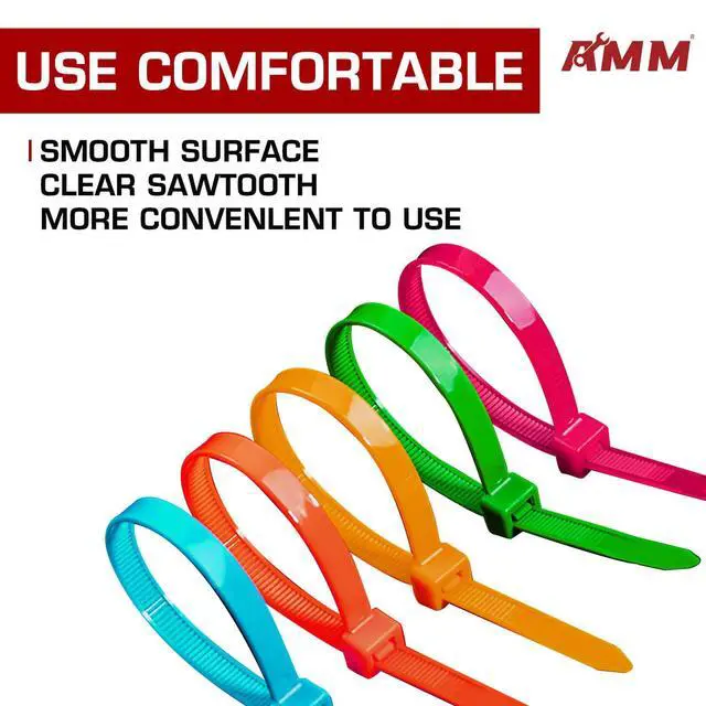 Alt view image 5 of 7 - Cable Zip Ties1000 Pack colored zip ties Assorted Sizes 4, 6, 8 and 10 inches with a plastic storage jarMulti-Purpose Self-Locking Nylon Cable Ties Cord Management Ties,Wire Ties for Home,Office