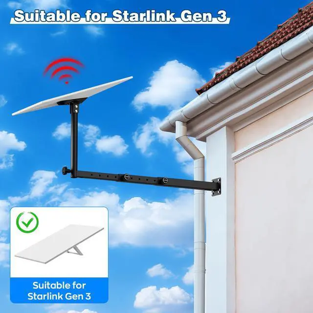Alt view image 5 of 6 - Extension-Type Starlink Gen 3 Mount with Adapter, Heavy Duty Starlink Long Wall Mount,Adjustable Mounting Kit for Starlink Gen 3 Internet Kit Satellite