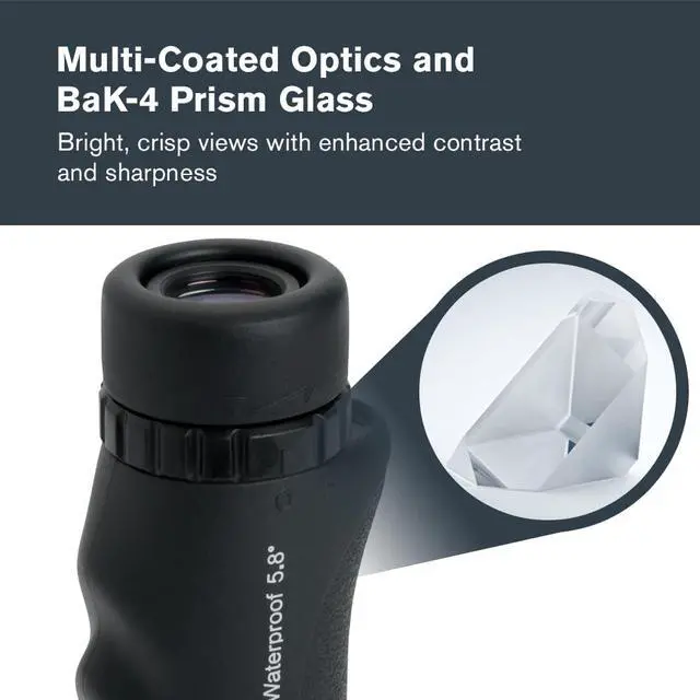Alt view image 3 of 7 - Nature 10x25 Monocular for Hiking and Wildlife Viewing | Pocket Sized Monocular, Multi-Coated Optics, 25mm Objective Lens, BaK-4 Prism, Twist-Up Eyecup, Waterproof & Fogproof