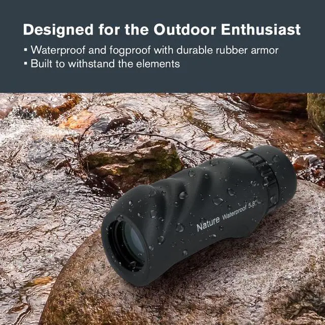 Alt view image 6 of 7 - Nature 10x25 Monocular for Hiking and Wildlife Viewing | Pocket Sized Monocular, Multi-Coated Optics, 25mm Objective Lens, BaK-4 Prism, Twist-Up Eyecup, Waterproof & Fogproof
