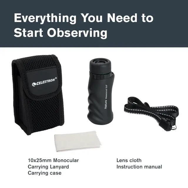 Alt view image 7 of 7 - Nature 10x25 Monocular for Hiking and Wildlife Viewing | Pocket Sized Monocular, Multi-Coated Optics, 25mm Objective Lens, BaK-4 Prism, Twist-Up Eyecup, Waterproof & Fogproof