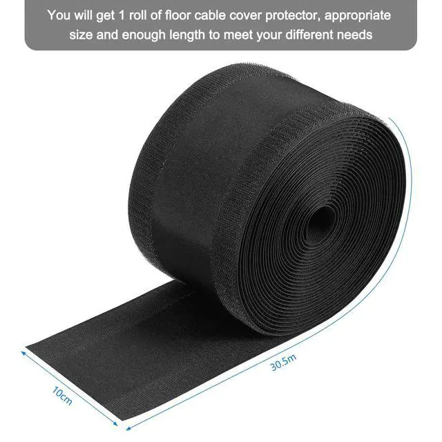 Alt view image 2 of 6 - Cord Cover Floor Cable Protector Carpet Wire Cover Floor Cable Management for Office Carpet Organized and Protect(4 Inch X 100 Feet,Black)