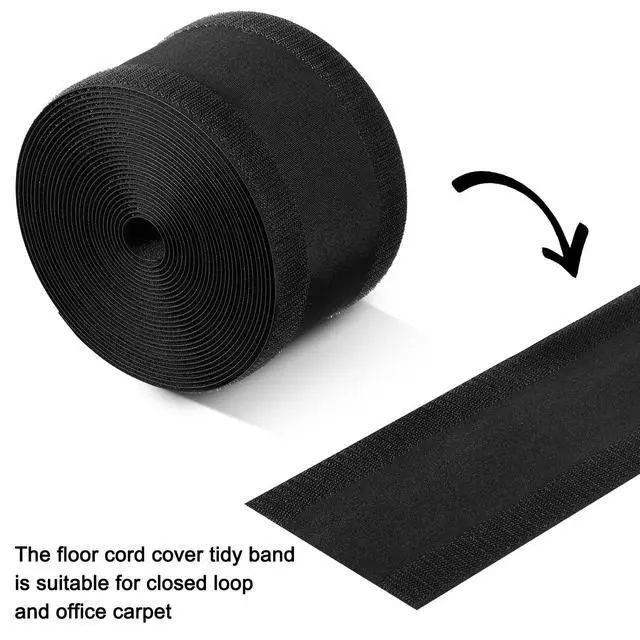 Alt view image 3 of 6 - Cord Cover Floor Cable Protector Carpet Wire Cover Floor Cable Management for Office Carpet Organized and Protect(4 Inch X 100 Feet,Black)