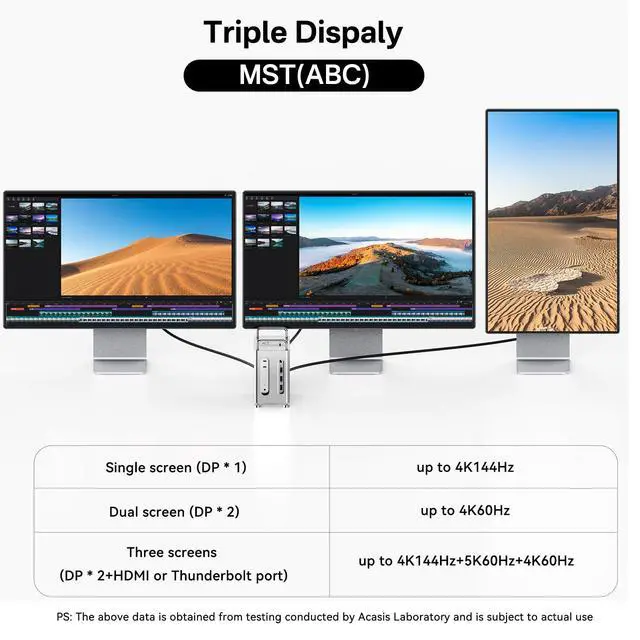 Alt view image 3 of 7 - 40Gbps Mac mini M4 Dock & Stand with Dual-Bay NVMe SSD Enclosure | 11-in-1 Docking Station for Mac mini M4/M4 Pro, Dual DisplayPort MST, 3×USBA 10Gbps, 30W PD, SD/TF Reader