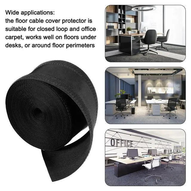 Alt view image 6 of 6 - Cord Cover Floor Cable Protector Carpet Wire Cover Floor Cable Management for Office Carpet Organized and Protect(4 Inch X 100 Feet,Black)