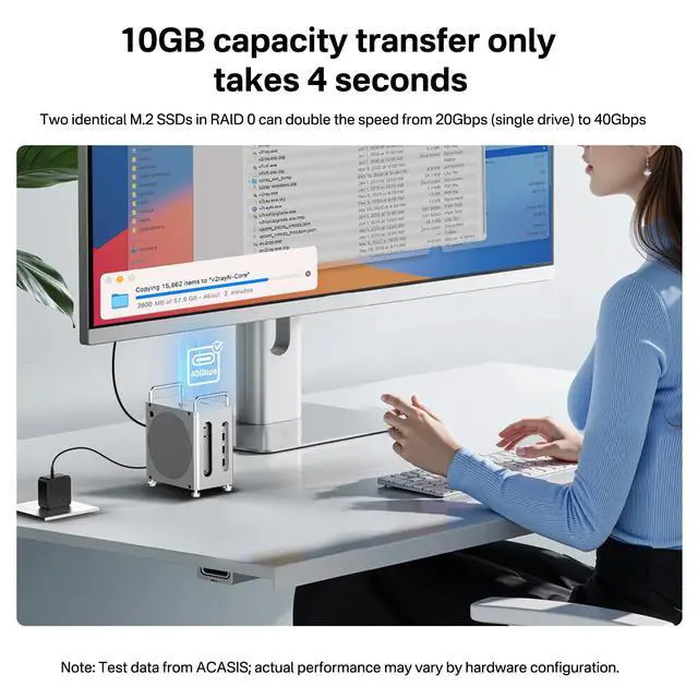 Alt view image 5 of 7 - 40Gbps Mac mini M4 Dock & Stand with Dual-Bay NVMe SSD Enclosure | 11-in-1 Docking Station for Mac mini M4/M4 Pro, Dual DisplayPort MST, 3×USBA 10Gbps, 30W PD, SD/TF Reader