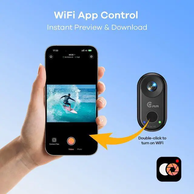 Alt view image 7 of 7 - 4K Mini Wearable Body Camera with Waterproof Floating Hand Grip 40M Underwater POV Camera, Magnetic Thumb-Size Action Cam, 6-Axis Stabilization, Hands-Free Recording for Snorkeling/Surfing