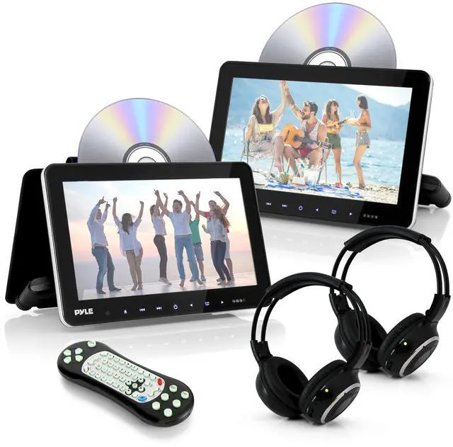 Main image of PLHRDVD108KT 10.5-Inch Universal Headrest Monitors with DVD Players, IR and FM Transmitters and Wireless Headphones