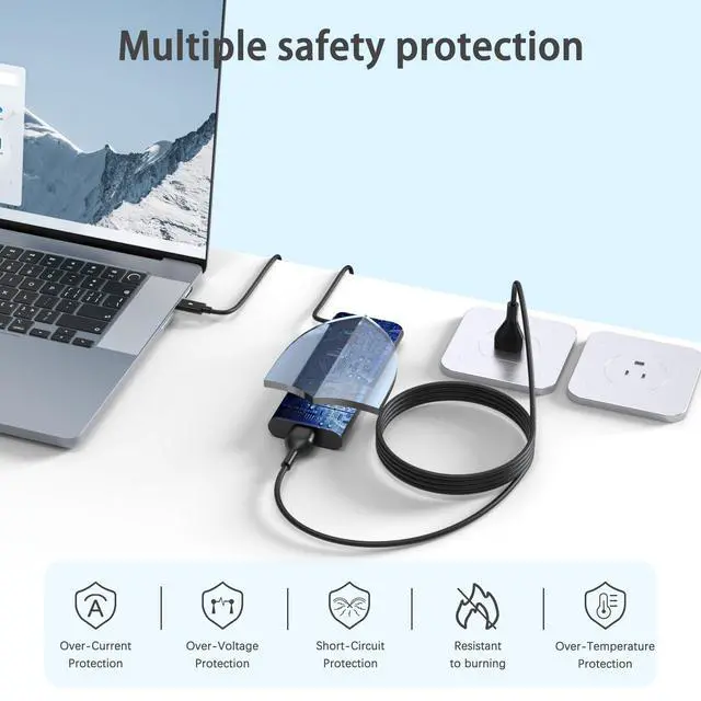 Alt view image 3 of 6 - 130W USB C Laptop Charger Compatible with Dell 90W 65W XPS 15 16 17 9500 9510 9520 9530 9575 2-in-1 9640 9710 9720 9730, Precision 3470 3480 3540 3570 3580 5480 5550 5560, Latitude Power Adapter