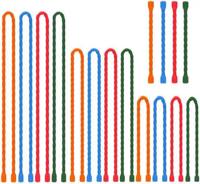 Main image of 16 PCS Silicone Cable Ties Steel-Core Reusable Twist Ties Cable Tie Straps for Organizing Bundling and Holding All Purpose Bendable Cord Tie for Indoor and Outdoor 6 12 18 24 inch (4 Colors)