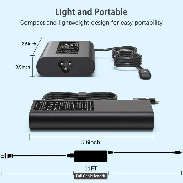 Alt view image 5 of 6 - 130W USB C Laptop Charger Compatible with Dell 90W 65W XPS 15 16 17 9500 9510 9520 9530 9575 2-in-1 9640 9710 9720 9730, Precision 3470 3480 3540 3570 3580 5480 5550 5560, Latitude Power Adapter