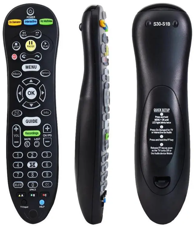 Main image of S30 S30-S1B Remote for AT&T U-Verse Receiver | S30 Remote Replacement with U-Verse Receiver Cable Box ISB7005 ISB7000, Remote with Backlit Function