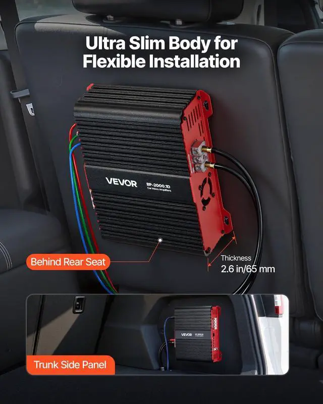 Alt view image 5 of 7 - Monoblock Car Amplifier, 2000W RMS MAX, 1/2/4 Ohm Stable, 1-Channel Class D Car Audio Amplifier with Remote Subwoofer Level Control, Low Pass Filter and Bass Boost, Volume Controller Included